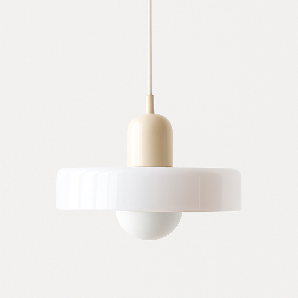 Bauhaus-Pendelleuchte aus farbigem Glas