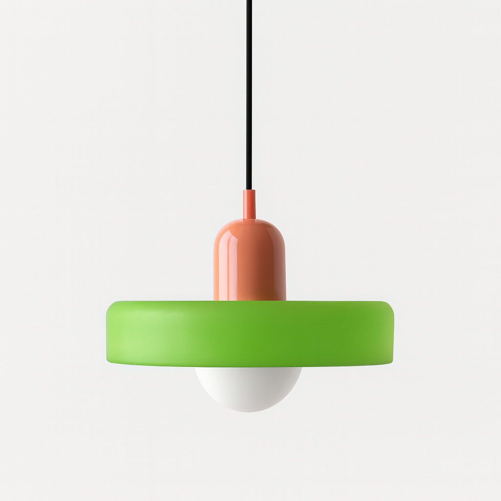 Bauhaus-Pendelleuchte aus farbigem Glas