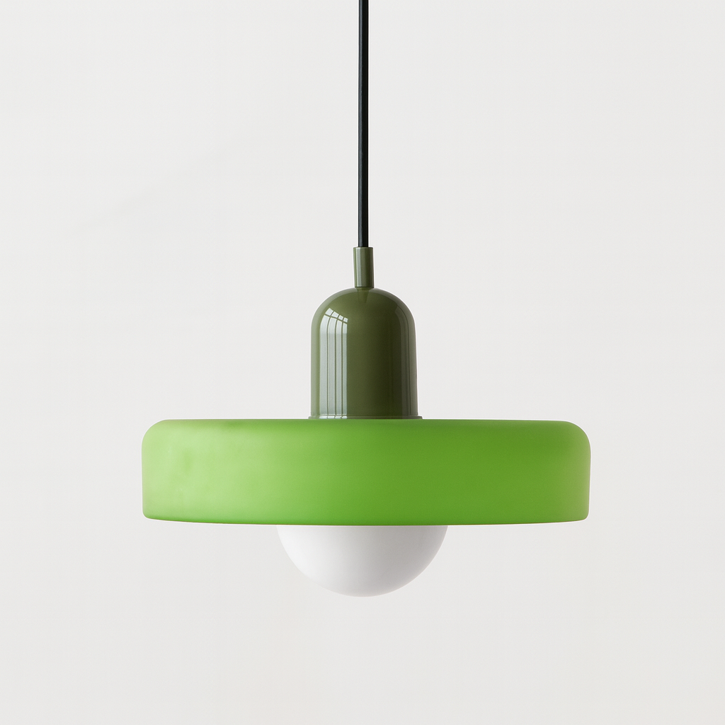 Bauhaus-Pendelleuchte aus farbigem Glas