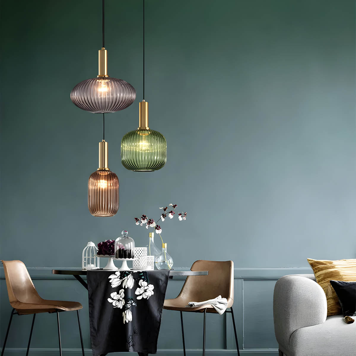 Hanos Pendelleuchte aus farbigem Glas