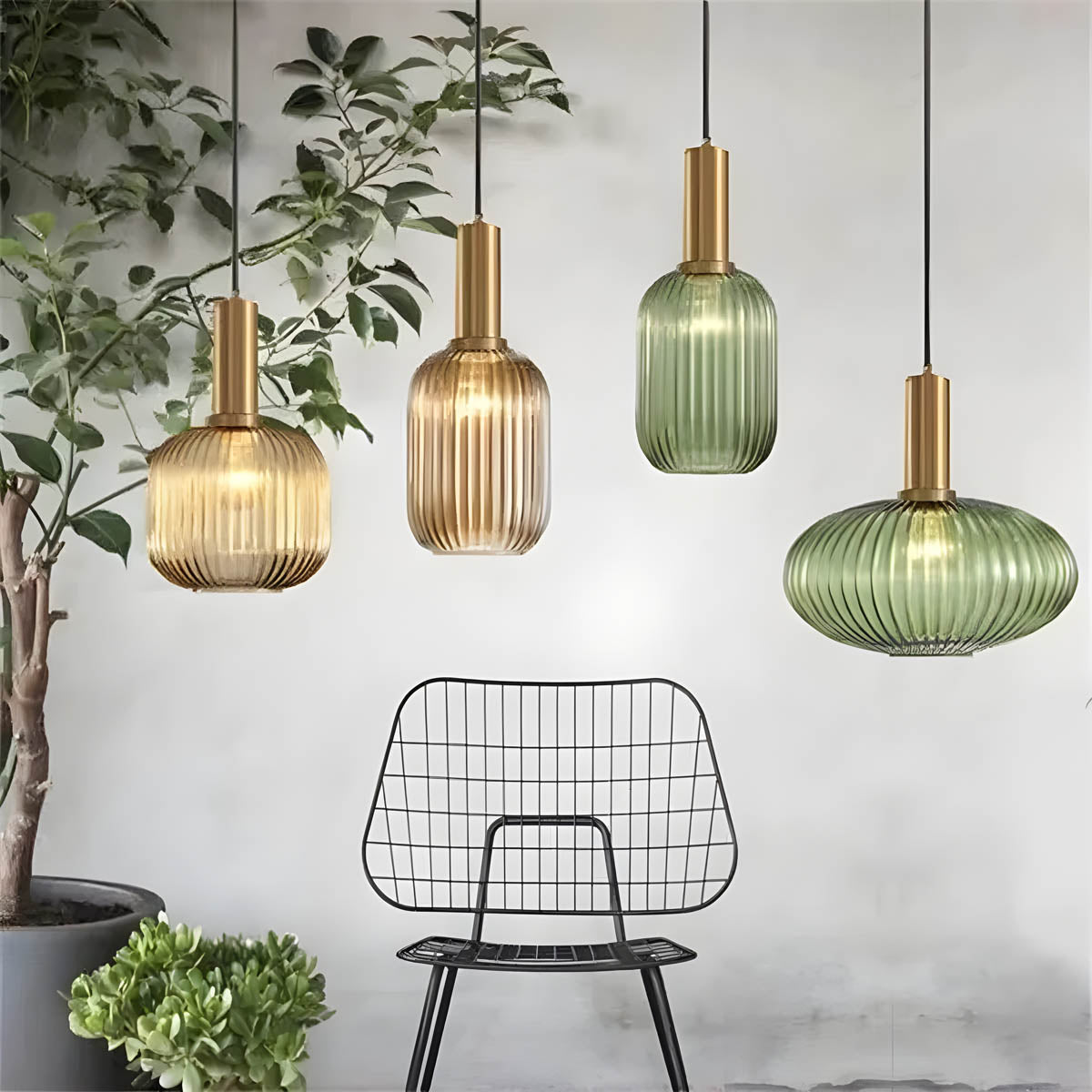 Hanos Pendelleuchte aus farbigem Glas