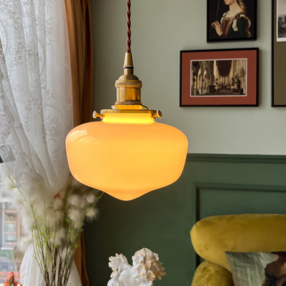 Retro-Messing-Laterne-Glas-Pendelleuchte
