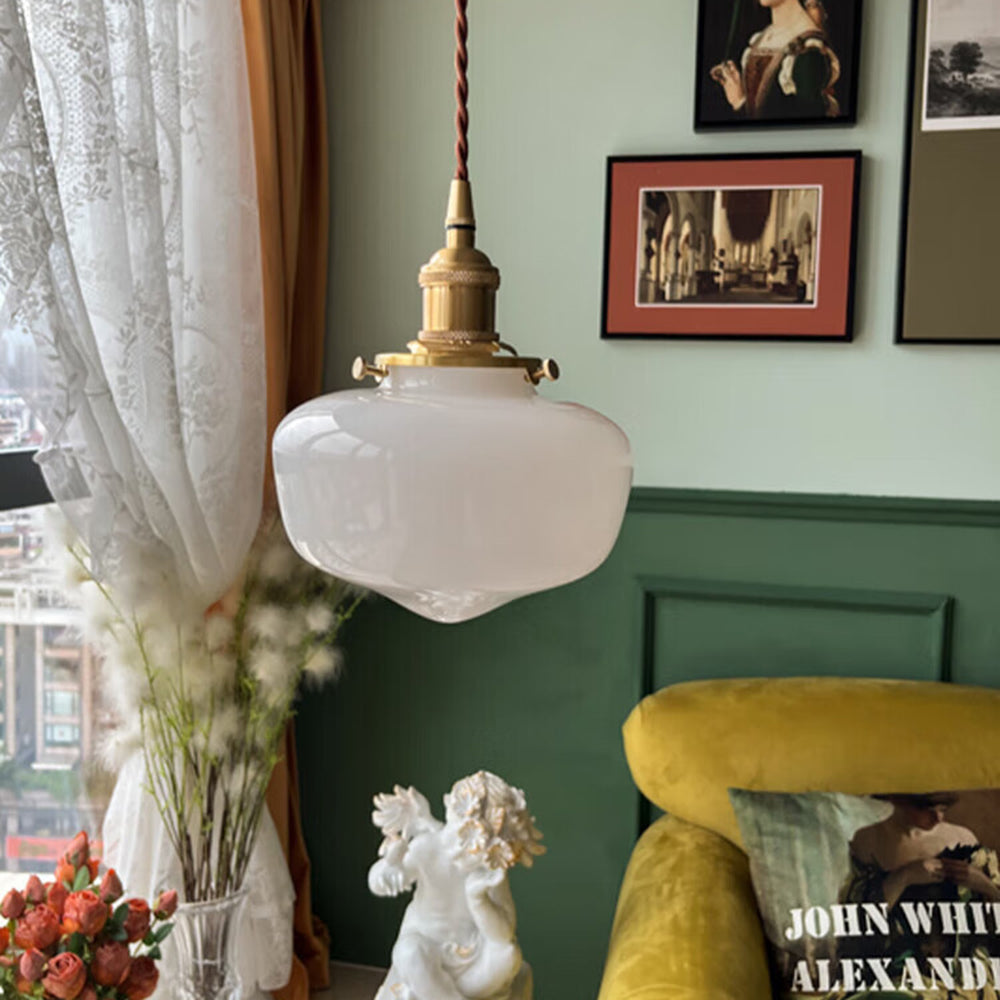 Retro-Messing-Laterne-Glas-Pendelleuchte