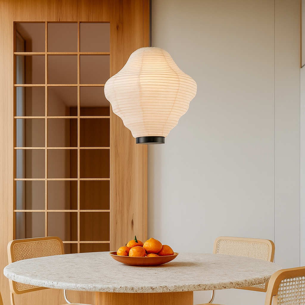 Wabi Sabi Reispapier Pendelleuchte