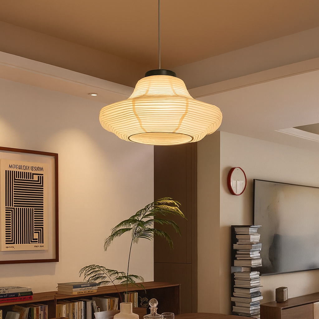 Wabi Sabi Reispapier Pendelleuchte