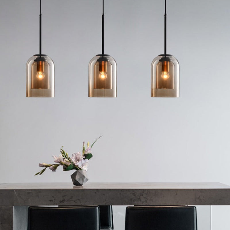 Doppelte Glas Mica Pendelleuchte